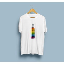 Oversize Renkli / Gökkuşağı Pet Şişe Tasarım Unisex T-Shirt
