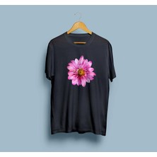 Oversize Pembe Mona Lisa Çiçeği Tasarım Unisex T-Shirt