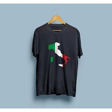 Oversize Italy / Italya Haritası ve Bayrağı Unisex T-Shirt