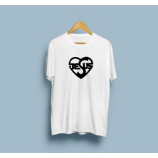 Oversize Jesus Kalp Baskılı Unisex T-Shirt