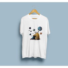 Oversize Astronomi / Gezegenler Tasarım Unisex T-Shirt
