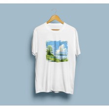 Oversize Göl ve Göl Kenarı Tasarım Unisex T-Shirt