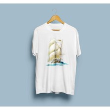 Oversize Yelkenli Tekne Tasarım Unisex T-Shirt