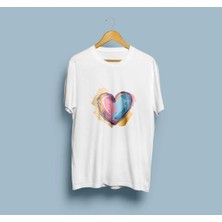 Oversize Renki Kalp Tasarım Unisex T-Shirt