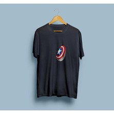 Oversize Kaptan Amerika Kalkanı Tasarım Unisex T-Shirt
