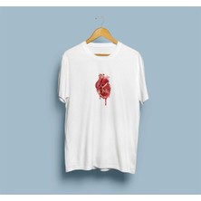 Oversize Kalp Anatomisi Tasarım Unisex T-Shirt