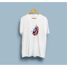 Oversize Kaptan Amerika Kalkanı Tasarım Unisex T-Shirt