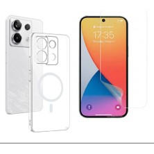 Tekno Grup Xiaomi Redmi Note 13 Pro 4g Kılıf Mika Kamera Korumalı M-Safe Şarj Özellikli Şeffaf Sert Pc London Kapak + Esnek Nano Ekran Koruyucu