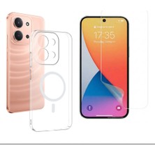 Tekno Grup Xiaomi Redmi 15C Kılıf Mika Kamera Korumalı M-Safe Şarj Özellikli Şeffaf Sert Pc London Kapak + Esnek Nano Ekran Koruyucu