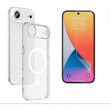 Tekno Grup Iphone 17 Air Kılıf Mika Kamera Korumalı M-Safe Şarj Özellikli Şeffaf Sert Pc London Kapak + Esnek Nano Ekran Koruyucu