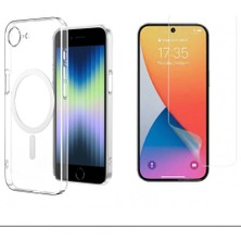 Tekno Grup Iphone 17E Kılıf Mika Kamera Korumalı M-Safe Şarj Özellikli Şeffaf Sert Pc London Kapak + Esnek Nano Ekran Koruyucu