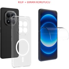 Tekno Grup Xiaomi Redmi Note 15 Pro 5g Kılıf Mika Kamera Korumalı M-Safe Şarj Özellikli Şeffaf Sert Pc London Kapak + Esnek Nano Ekran Koruyucu