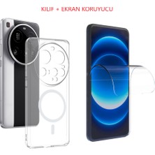 Tekno Grup Xiaomi 15 Ultra Kılıf Mika Kamera Korumalı M-Safe Şarj Özellikli Şeffaf Sert Pc London Kapak + Esnek Nano Ekran Koruyucu