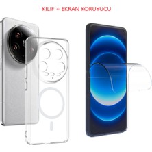 Tekno Grup Xiaomi Mi 14 Ultra Kılıf Mika Kamera Korumalı M-Safe Şarj Özellikli Şeffaf Sert Pc London Kapak + Esnek Nano Ekran Koruyucu