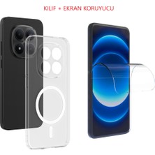 Tekno Grup Xiaomi Redmi Note 15 Pro Plus Kılıf Mika Kamera Korumalı M-Safe Şarj Özellikli Şeffaf Sert Pc London Kapak + Esnek Nano Ekran Koruyucu