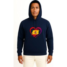 Bahriyeli Collection Kapüşonlu Ispanya Kalp Içinde Göğüs Baskılı Unisex Sweatshirt