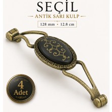 Badem10 (4 Adet) Seçil Antik Sarı (128 Mm-12.8 Cm) Metal Mobilya Mutfak Dolabı Dolap Kulpu Kulbu Kulpları