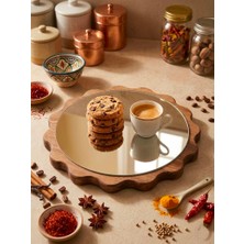 Famwood Art Famwoodart Büyük Boy Gümüş Papatya Ahşap Sunumluk ,supla ,nihale ,kahvelik ,pasta ve Kek Standı,aynalı %100 Çam