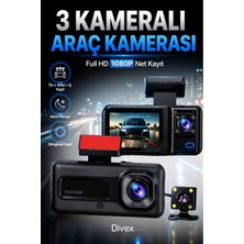 Eco Lounge 1080P Hd 3 Kameralı Araç Kamerası Ön Arka Iç Kayıt ve Park Destekli Gece Görüşlü