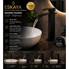 ESHOME Kare Çanak Lavabo Bataryası Mat Siyah – Yüksek Musluk Şelale Akışlı Kare Gövde Modern Uzun Banyo Musluğu