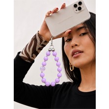 LES PETITES MAINS Iconic Lila Kalpli Telefon Askısı, Boncuklu Telefon Charmı ve Çanta Aksesuarı