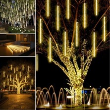 Eco Lounge 10'lu 45 cm Plastik Meteor LED USB 2m Kablo Sarı Renk Ağaç Işığı – Renk Değiştiren Asmalı Dekoratif Bahçe ve Dış Mekan Aydınlatması
