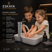 Eshome Kare Çanak Lavabo Bataryası Krom – Yüksek Musluk Şelale Akışlı Kare Gövde Modern Uzun Banyo Musluğu
