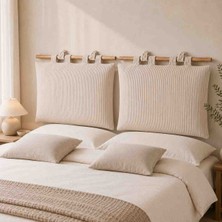 Fitilli Kadife Baza Başlık Minderi 2’li Set, Duvara Monte Yumuşak Yaslanma Yastığı 75X55 cm