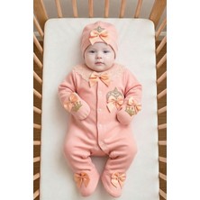 Waffle Baby Bebek Tulum Takımı 3 Parça Yenidoğan Şapkalı Eldivenli Erkek Kız Bebek Hastane Çıkışı Seti