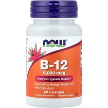 Now Foods Vitamin B-12 5,000 Mcg, With Folic Acid, Nervous System Health, 60 Lozenges