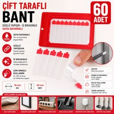 lawrenceshop 1 Paket (60 Adet) 50X18 mm Şeffaf Çift Taraflı Bant Iz Bırakmayan Suya Dayanıklı Güçlü Yapışkan Bant