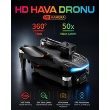 Atlt Atlantis M104 Akıllı Kamera Gps Drone Çift Kameralı Lens LED Işıklı Gece Uçuşu Elektirikli Kamera Havada Sabit Kalma Başsız Mod 360 Derece Takla 50X Zoom