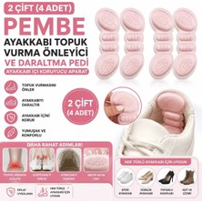 lawrenceshop 2 Çift (4 Adet) Pembe Ayakkabı Topuk Vurma Önleyici ve Daraltma Pedi Ayakkabı Içi Koruyucu Aparat