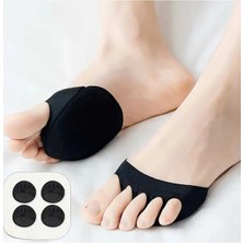 lawrenceshop 1 Çift (2 Adet) 9 cm Ağrı Önleyici Pamuklu Hava Alabilen Kumaş Ayak Parmak Altı Destek Pedi Siyah