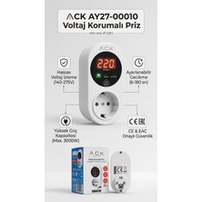AY27-00010 Tekli Otomatik Akım ve Voltaj Korumalı Priz - Dijital Göstergeli (16A / 3000W)