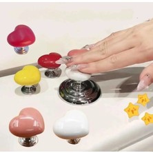 lawrenceshop 1 Adet Pembe Takma Tırnaklı Kadınlar Için Klozet Basma Buton Düğmesi Sifon Kalp Klozet Kapağı Kulpu