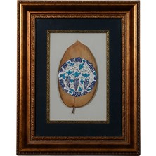 Galeri Atmaca Yaprak Üzerine Geleneksel Çini Motifli Dekoratif Tablo