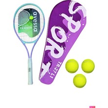 Empressco Mor Renkli 260 gr Tenis Raket Seti + 3 Top, Her Yaşa Uygun