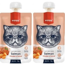 Wanpy Kedi Et Ezmesi 90 gr Taze Somon ve Tavuk Lezzeti Tüm Yaş Kedilere Uygun Ödül x 2ADET
