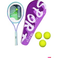 Empressco Mor Renkli Tenis Raket Seti + 3 Top, Her Yaş Için Uygun, Hafif ve Dayanıklı