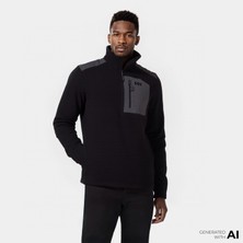 Helly Hansen Block Halfzip Erkek Siyah Yarım Fermuarlı POLAR.990 Standart Kalıp Konforlu Kullanım