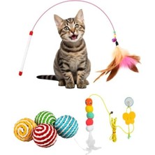 Die Grup Interaktif Kedi Oyuncağı Seti, 3 Parça (Peluş, Oyun Oltası, Ip Sarmalı Oyun Topu)