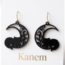 Kanem3D Karanlık Ay Yüzeyi Kedi Küpeler