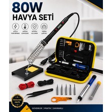 Reidan HVY80  80WATT Havya Seti 15 Parça Lehim Ahşap Yakma Kalemi  Ayarlanabilir Sıcak Havya Makinesi Başlıkları ile Lehim Makinası