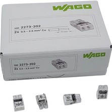 Belirtilmemiş Wago 100 Adet Wago 2273-202 Kompakt Bağlantı Kutusu Kelepçesi - 0,5 – 2,5 Mm, 2 Kutuplu, Şeffaf/bey
