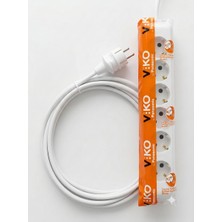 Viko 6'lı Grup Priz 5 Metre - 3x1.5mm %100 Saf Bakır Öznur Kablolu Uzatma Kablosu Çocuk Korumalı & Ark Yapmaz