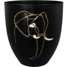 Belirtilmemiş Ter Steege Lea Fil Desenli Siyah Metal Saksı Çap 10CM Yükseklik 11CM