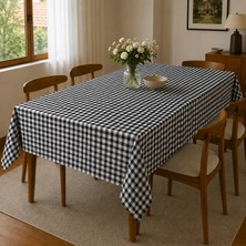 Freyja Home Su Geçirmez Duck Masa Örtüsü - 120X180 cm | Siyah Ekose