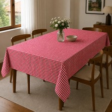 Freyja Home Su Geçirmez Duck Masa Örtüsü- 120X180 cm | Kırmızı Minik Ekose