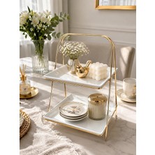 Statika Home Iki Katlı Şık Mika Sunumluk Kurabiyelik 35X25X20CM